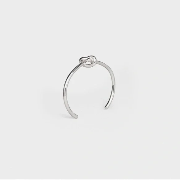 Celine Knot Extra-Thin Bracelet in Brass with Rhodium Finish Silver - Picture 2 of 9